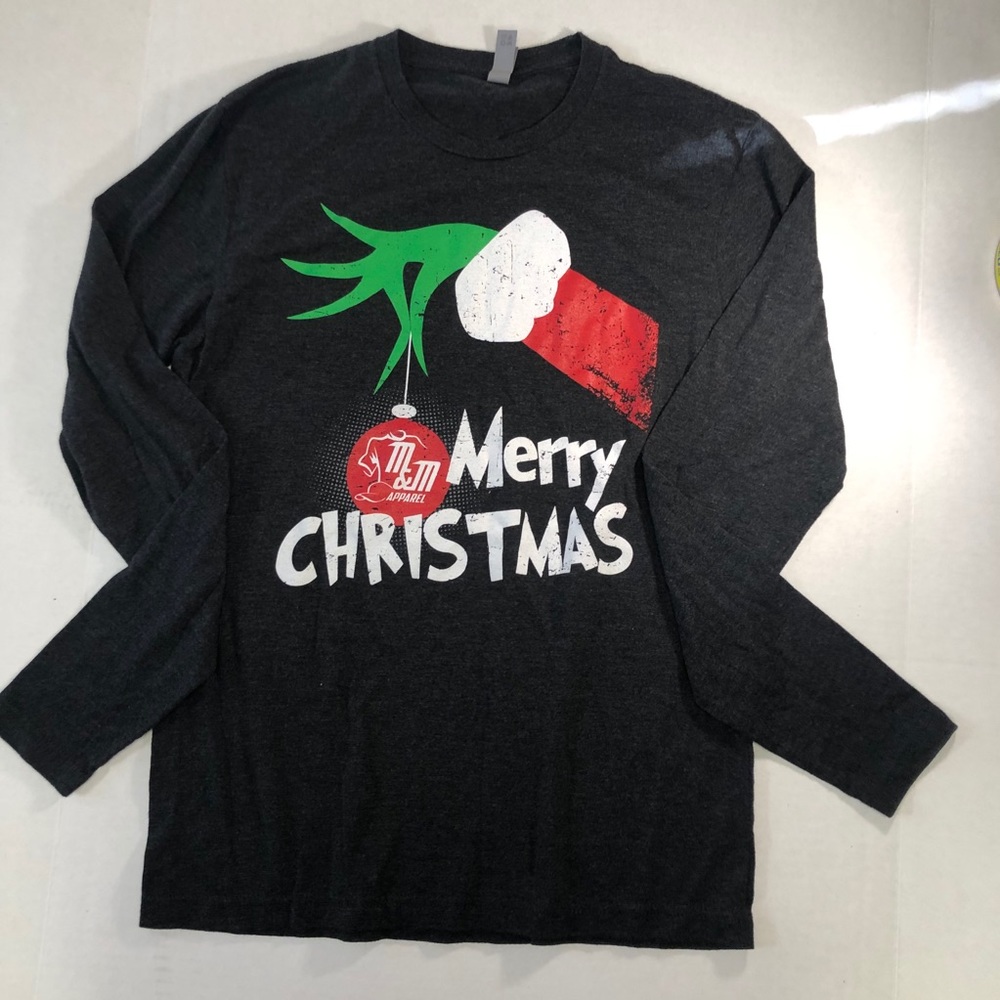 Long Sleeve Black Merry Christmas T-Shirt